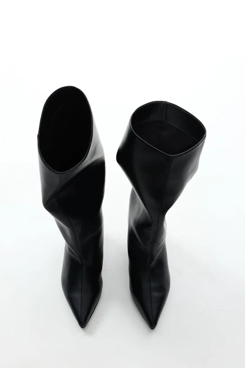 Studio Doe - Doe：Molly Leather Pointed Toe Wide Shaft Boots