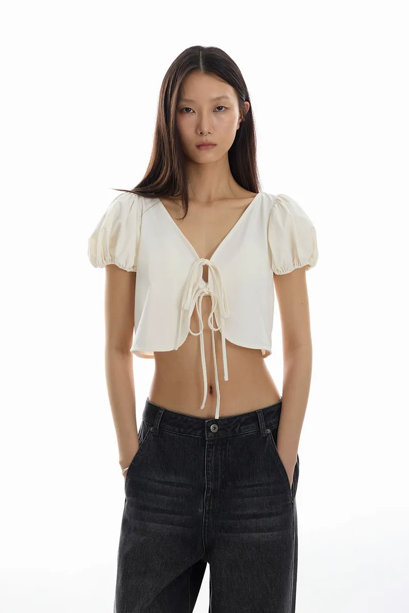 Doe：Molly Reversible Puff Sleeve Top