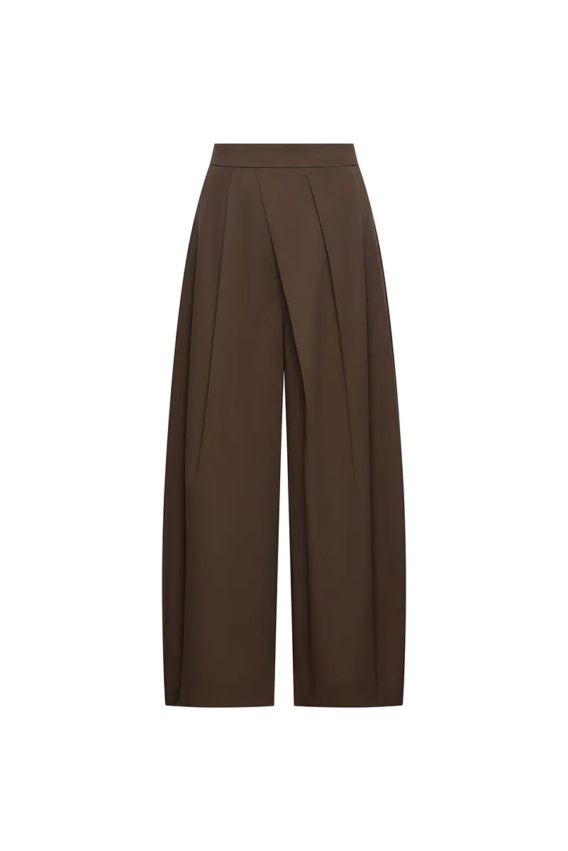 Studio Doe - Diagonal Tuck High-Rise Wide Pants