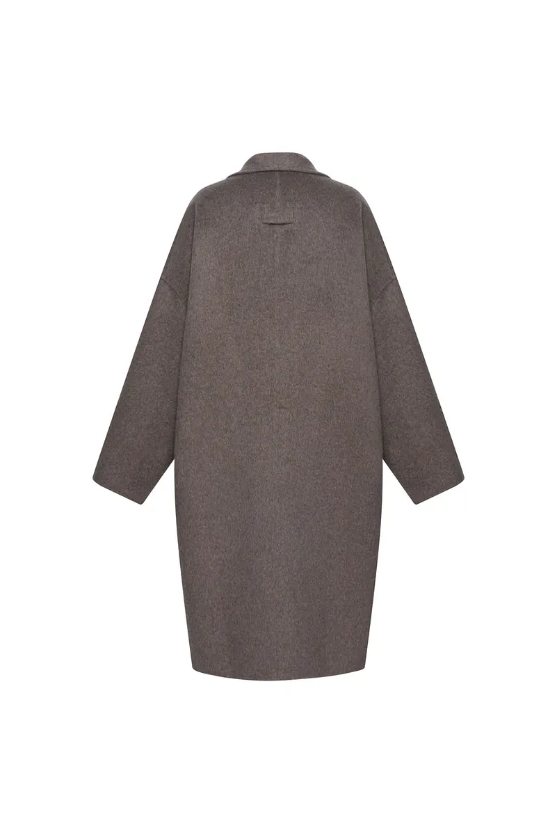 霧光羊毛寬袖大衣