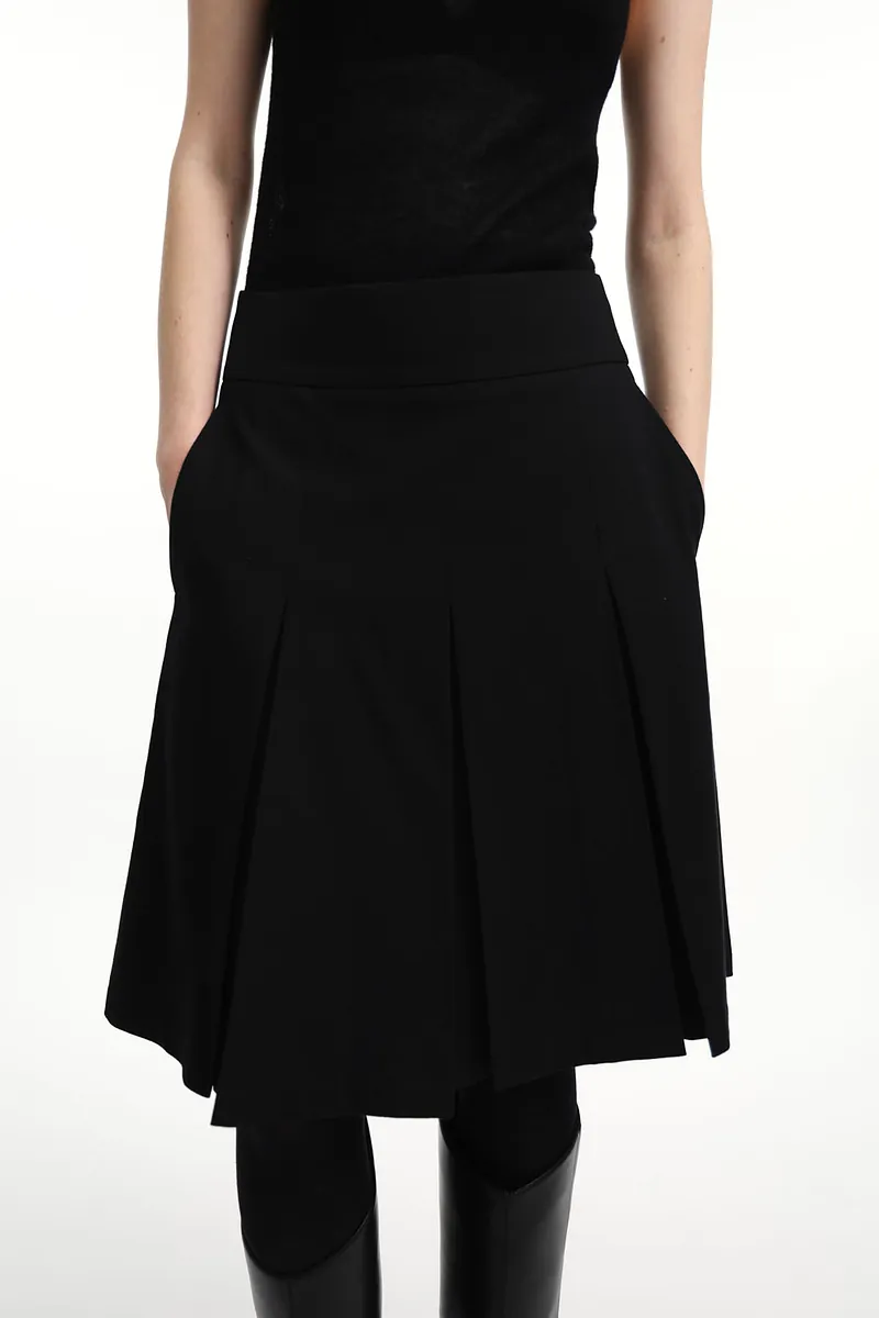 Studio Doe - Wool-Feel Wide Pleated Midi Skirt