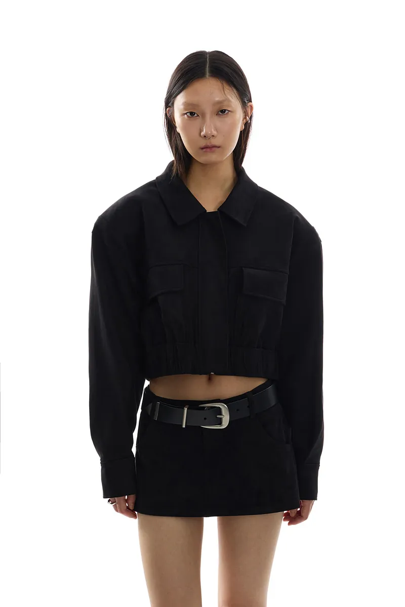Studio Doe - Doe：Molly Faux Suede Wide Shoulder Cropped Jacket