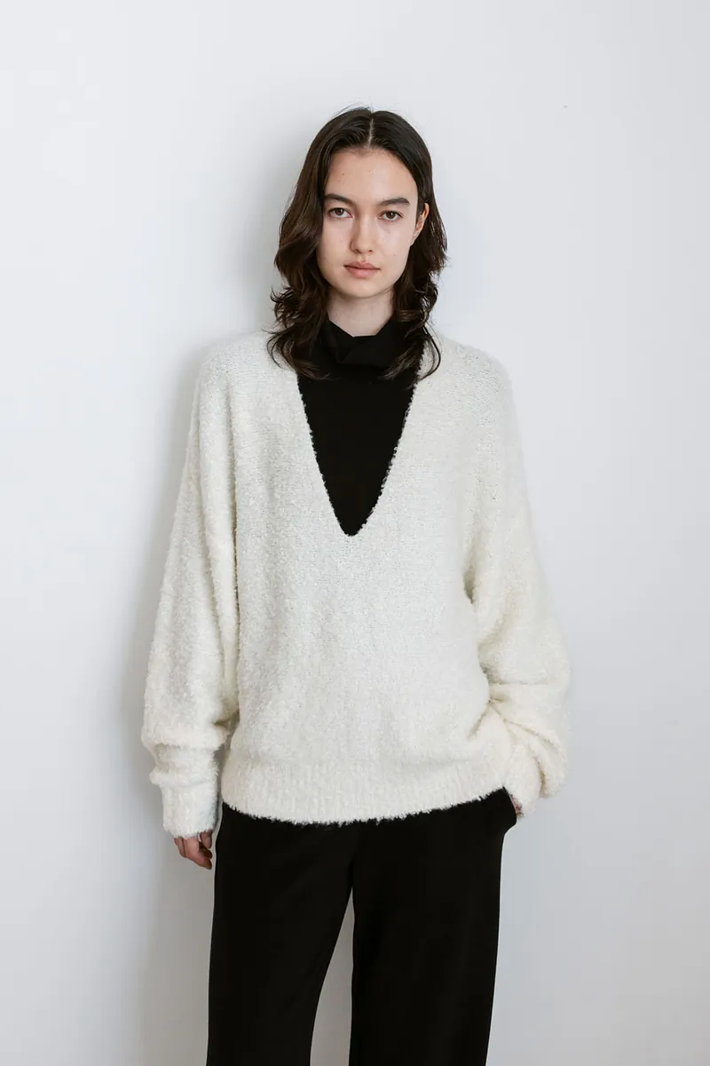 Studio Doe - Fluffy Wool V-Neck Loose Sweater