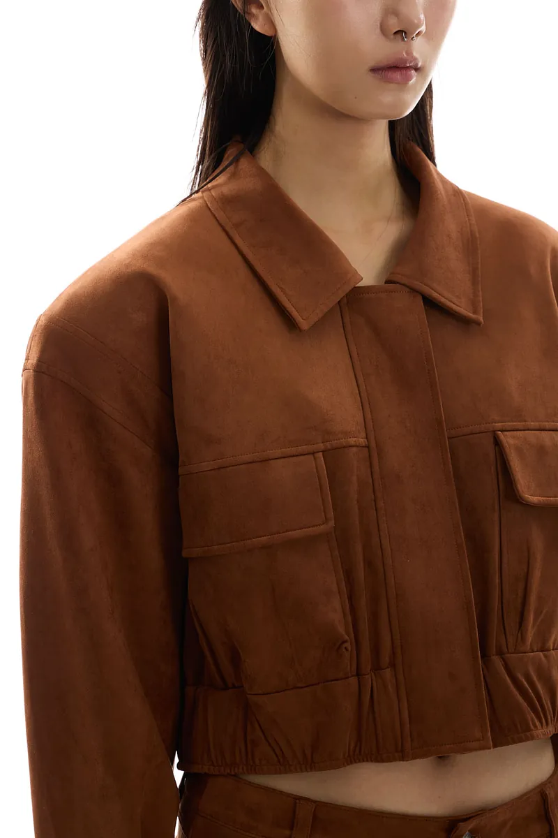 Studio Doe - Doe：Molly Faux Suede Wide Shoulder Cropped Jacket