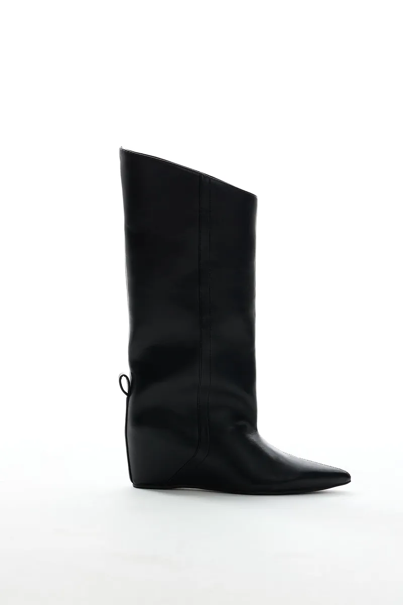 Studio Doe - Doe：Molly Leather Pointed Toe Wide Shaft Boots