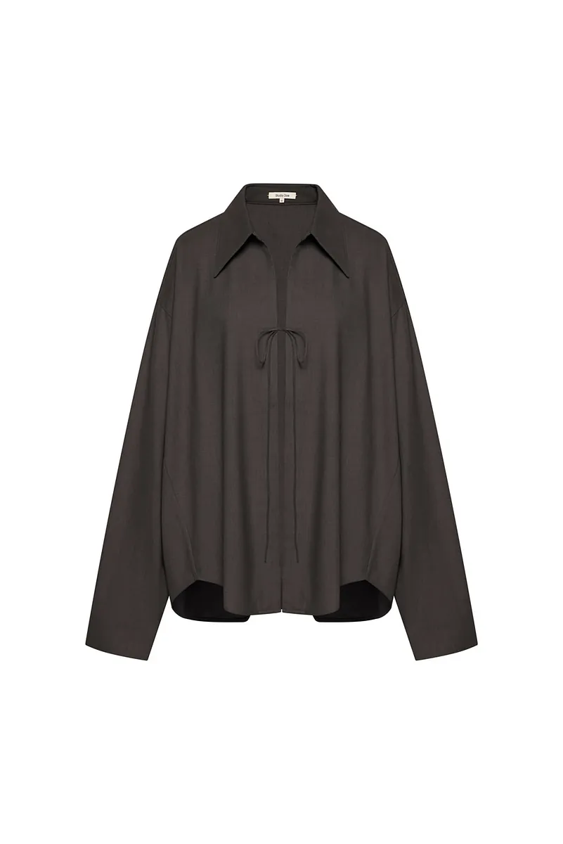 Studio Doe - Tie-Detail Brushed Wrinkle-Resistant Shirt