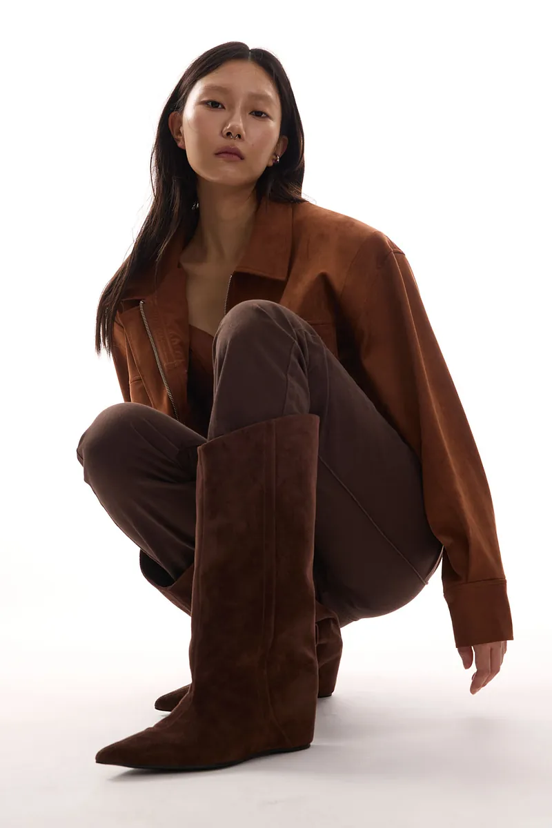 Studio Doe - Doe：Molly Leather Pointed Toe Wide Shaft Boots