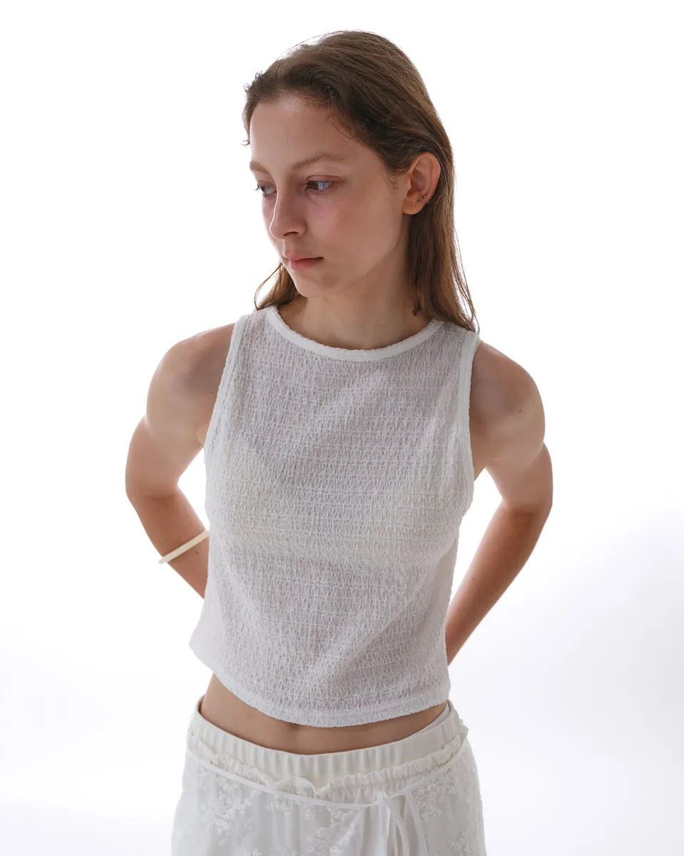 Studio Doe - Jacquard Textured Shirred Tank Top