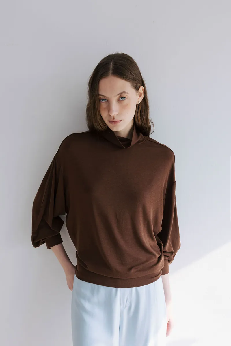 Studio Doe - Puff-sleeve Turtleneck Pullover