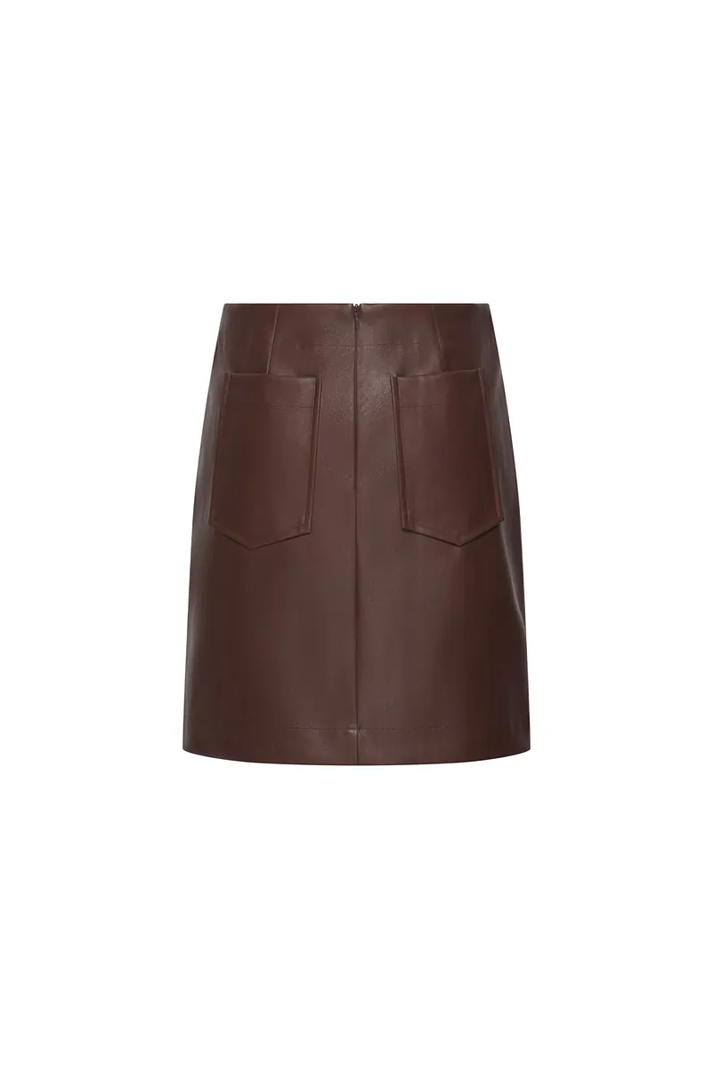 Studio Doe - H-Line Low-Rise Faux Leather Midi Skirt