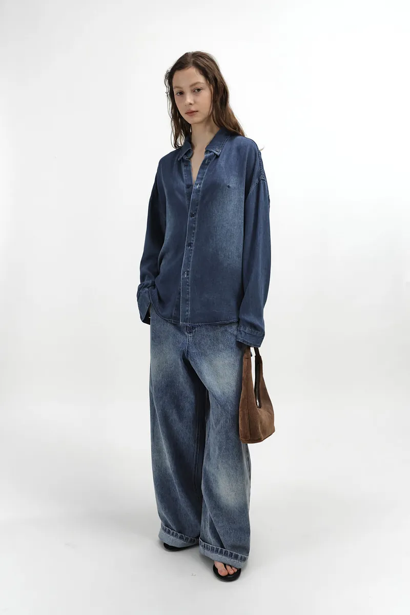Studio Doe - Classic Soft Denim Curved Sleeve Washed Shirt