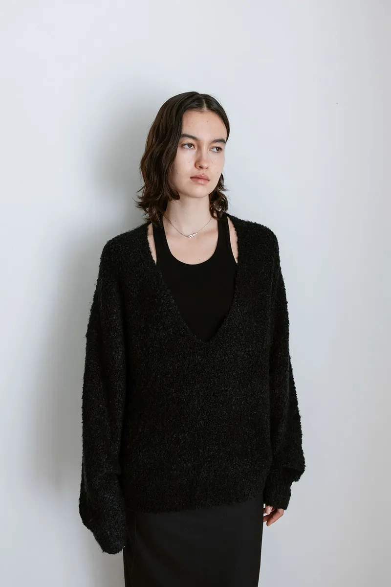 Studio Doe - Fluffy Wool V-Neck Loose Sweater