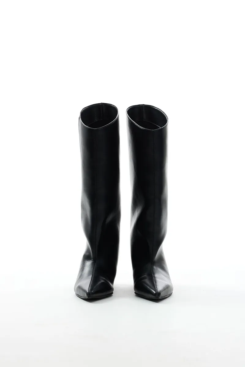 Studio Doe - Doe：Molly Leather Pointed Toe Wide Shaft Boots