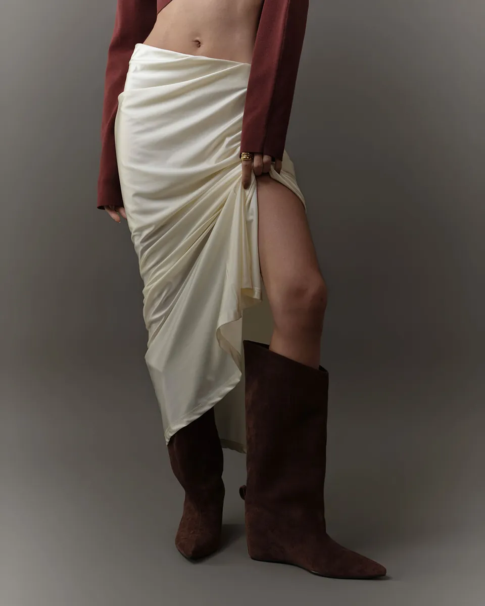 Studio Doe - Doe：Molly Diagonal Gathered Satin Maxi Skirt