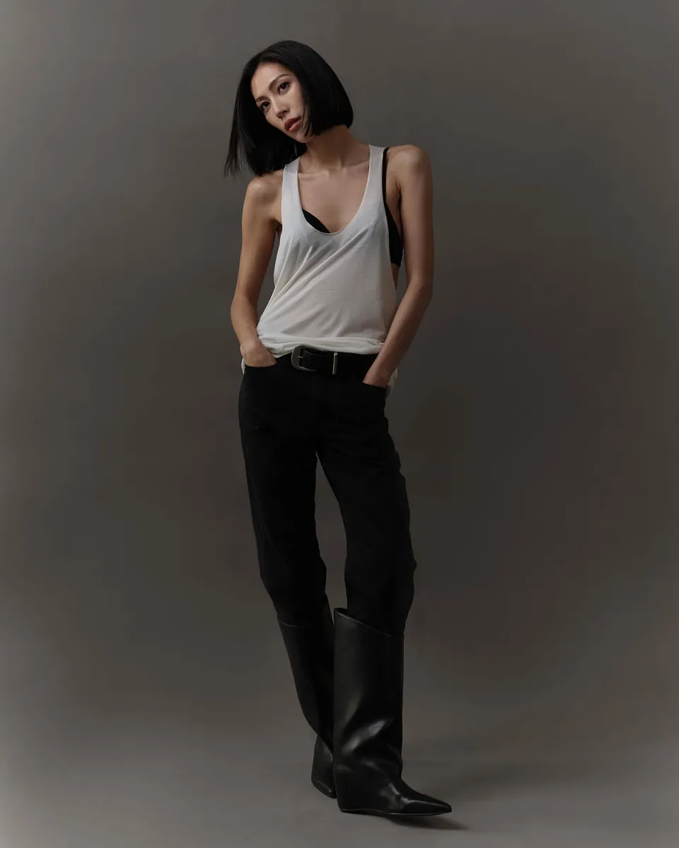 Studio Doe - Doe：Molly Leather Pointed Toe Wide Shaft Boots