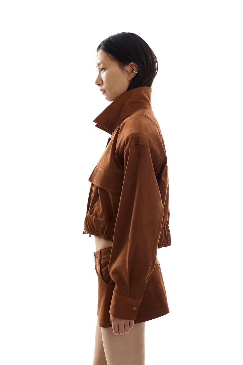 Studio Doe - Doe：Molly Faux Suede Wide Shoulder Cropped Jacket