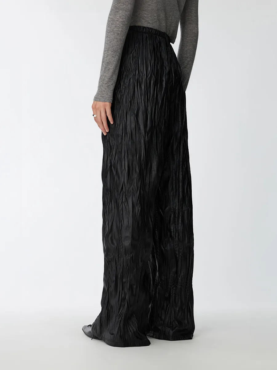 Studio Doe - Washable Faux Leather Textured Wide Pants