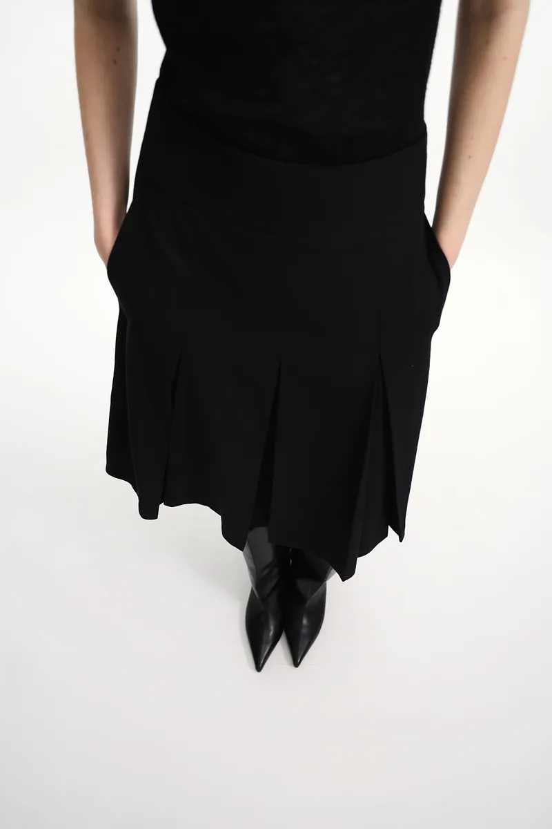Studio Doe - Wool-Feel Wide Pleated Midi Skirt