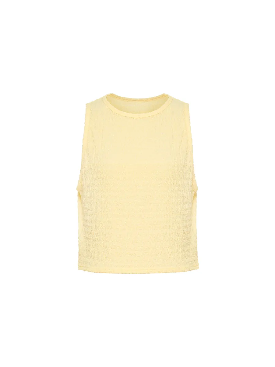 Studio Doe - Jacquard Textured Shirred Tank Top