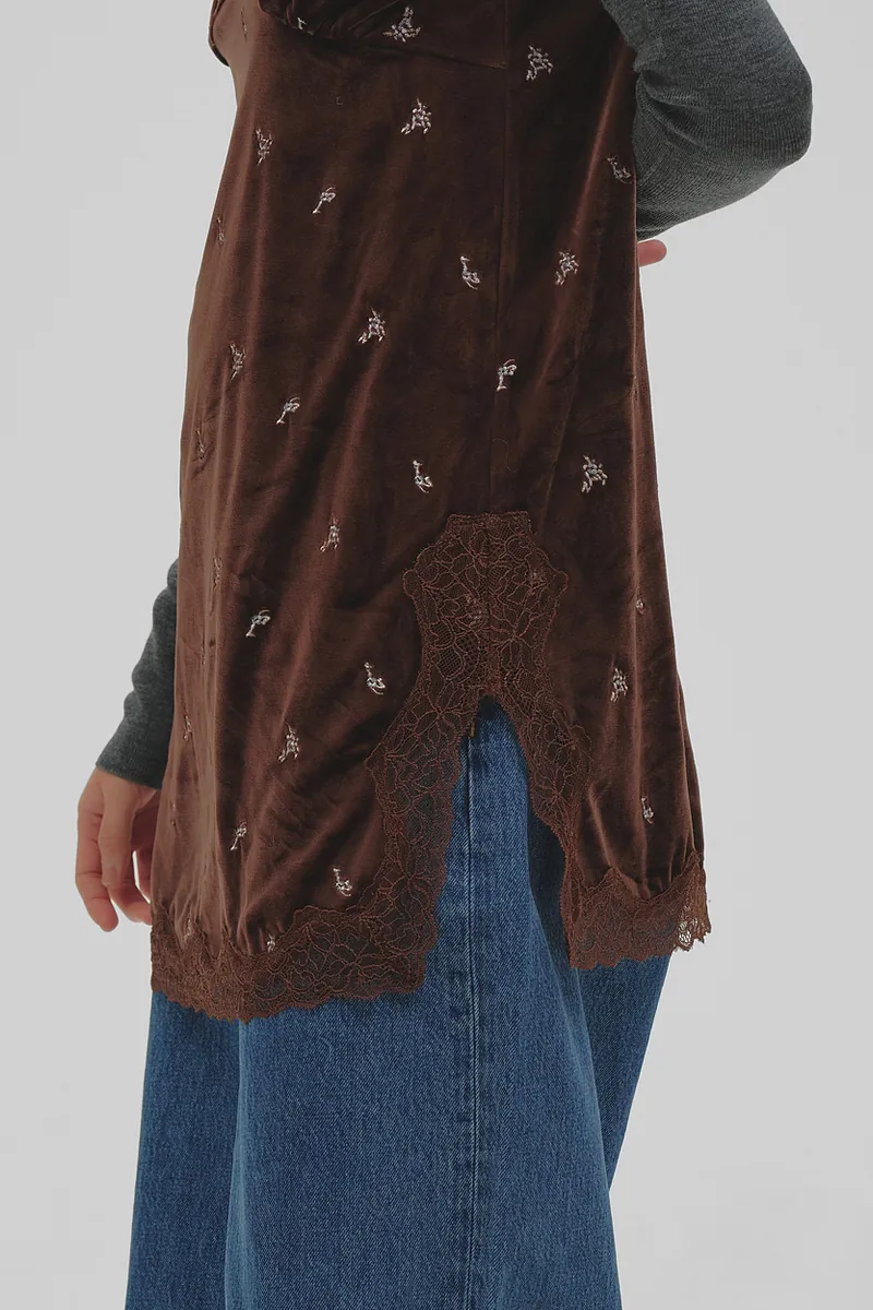 [PRE-ORDER] TODAYFUL - Petit Flower Velour Tunic