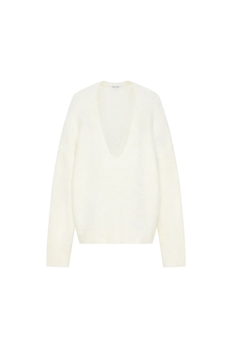 Studio Doe - Fluffy Wool V-Neck Loose Sweater