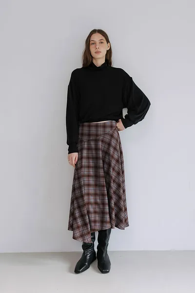 Studio Doe - Asymmetrical Plaid A-line Skirt