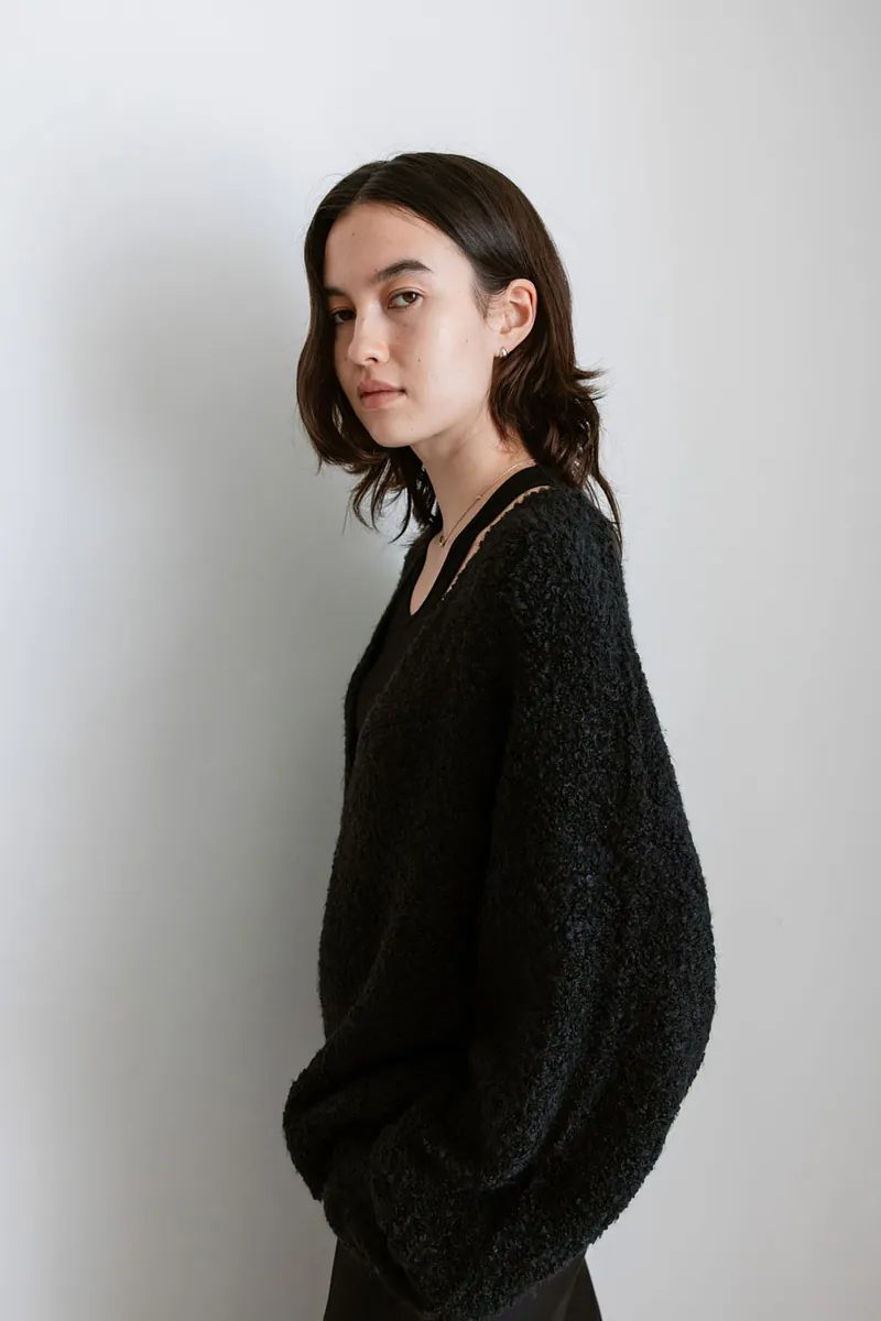 Studio Doe - Fluffy Wool V-Neck Loose Sweater
