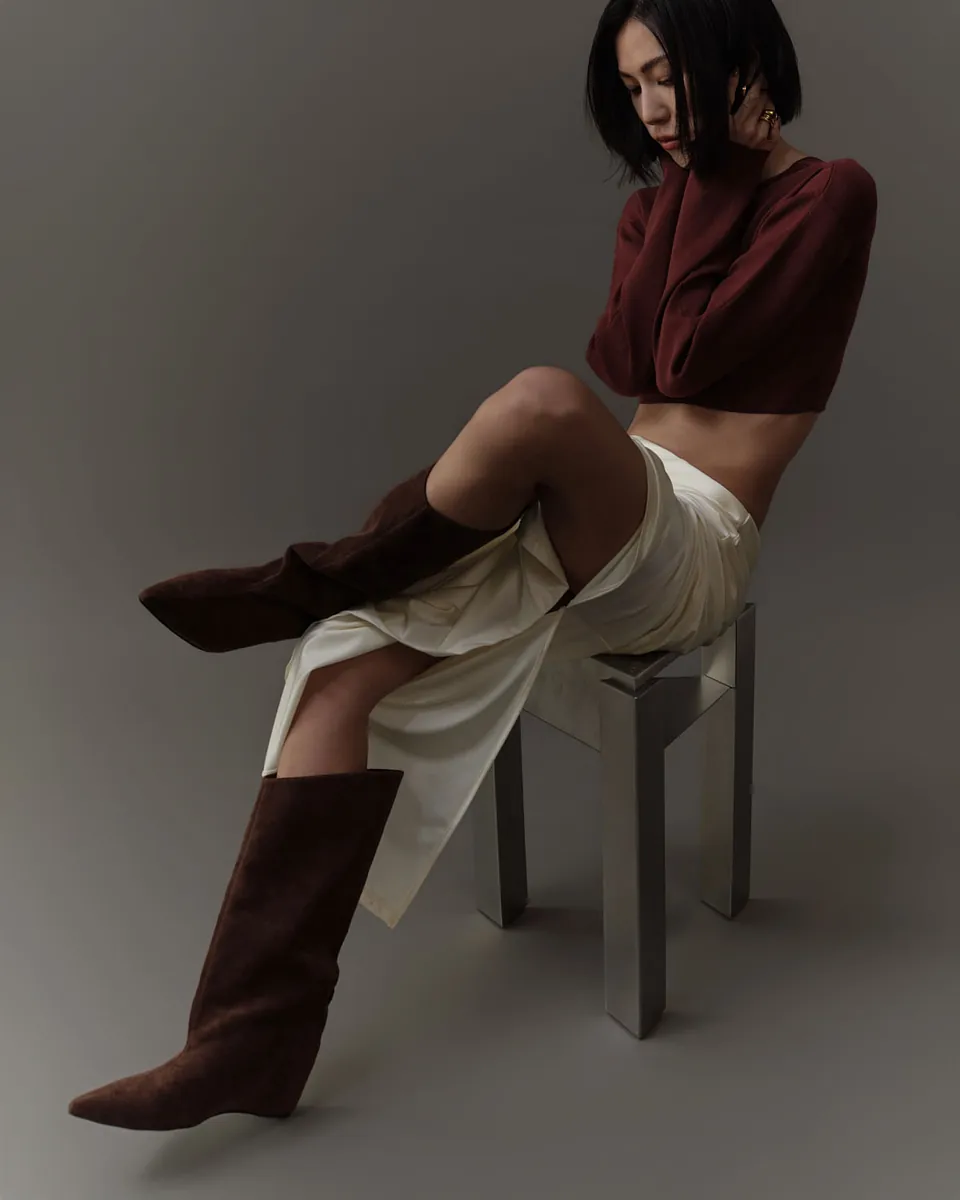 Studio Doe - Doe：Molly Leather Pointed Toe Wide Shaft Boots