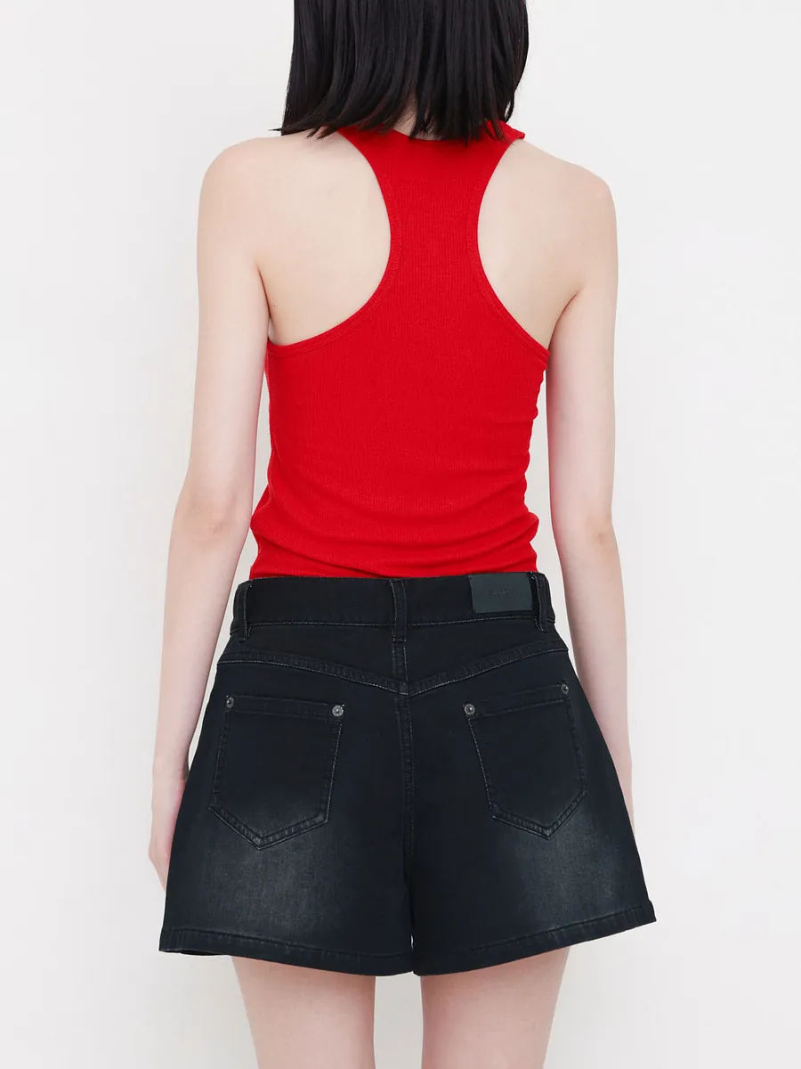 Studio Doe - Folded Waist Knit Denim Shorts