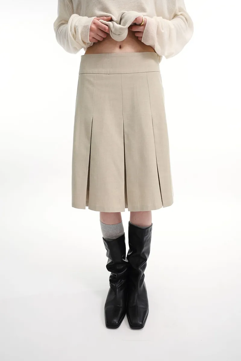 Studio Doe - Wool-Feel Wide Pleated Midi Skirt