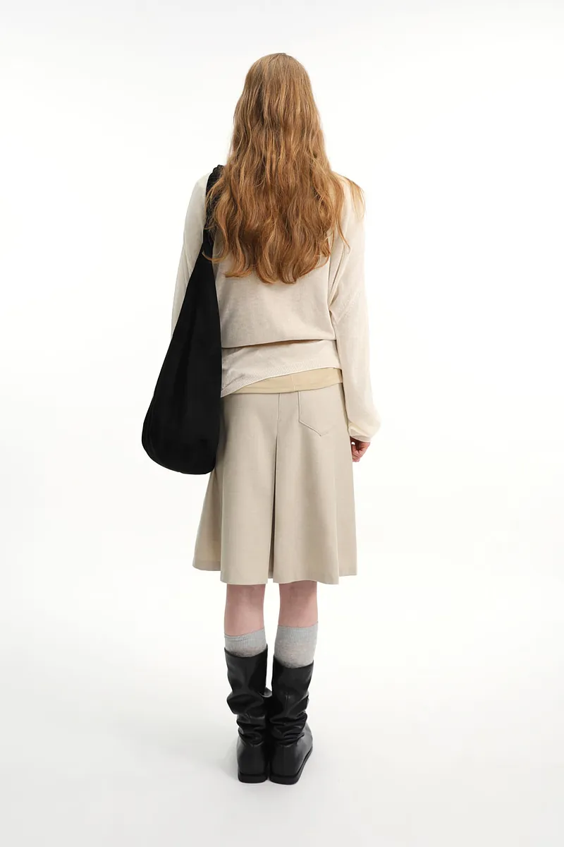 Studio Doe - Wool-Feel Wide Pleated Midi Skirt