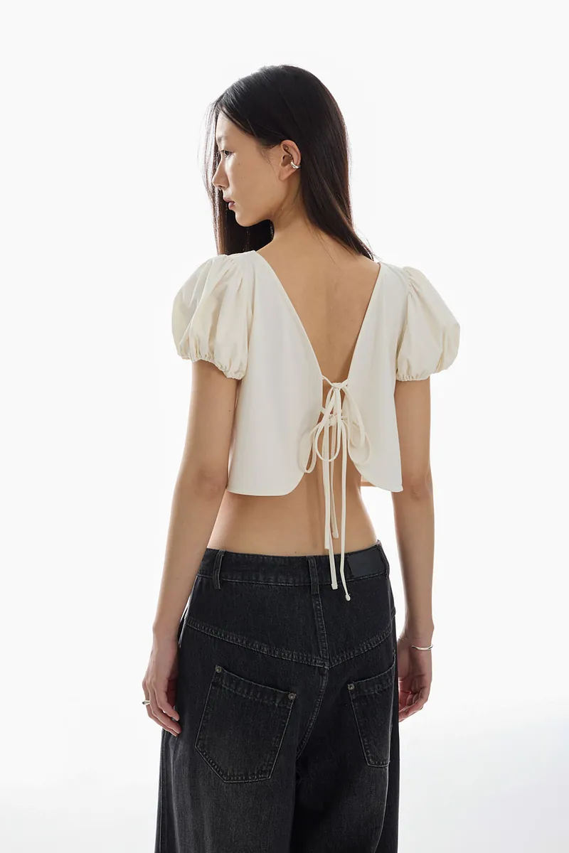 Doe：Molly Reversible Puff Sleeve Top