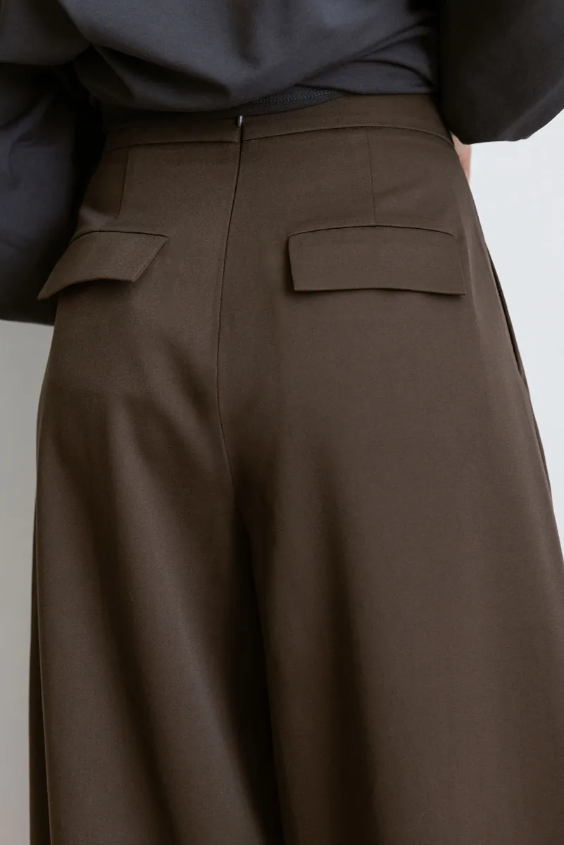 Studio Doe - Diagonal Tuck High-Rise Wide Pants