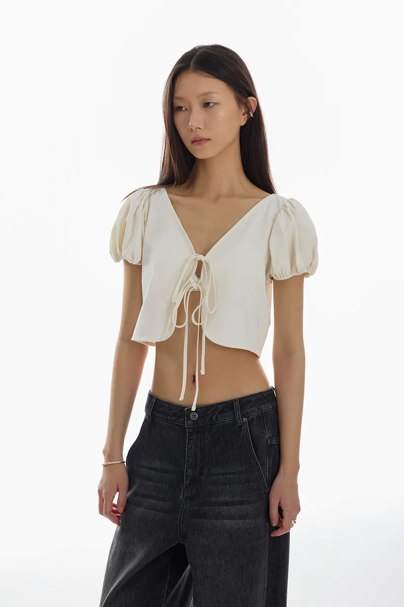 Doe：Molly Reversible Puff Sleeve Top