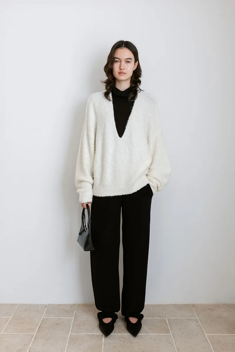 Studio Doe - Fluffy Wool V-Neck Loose Sweater