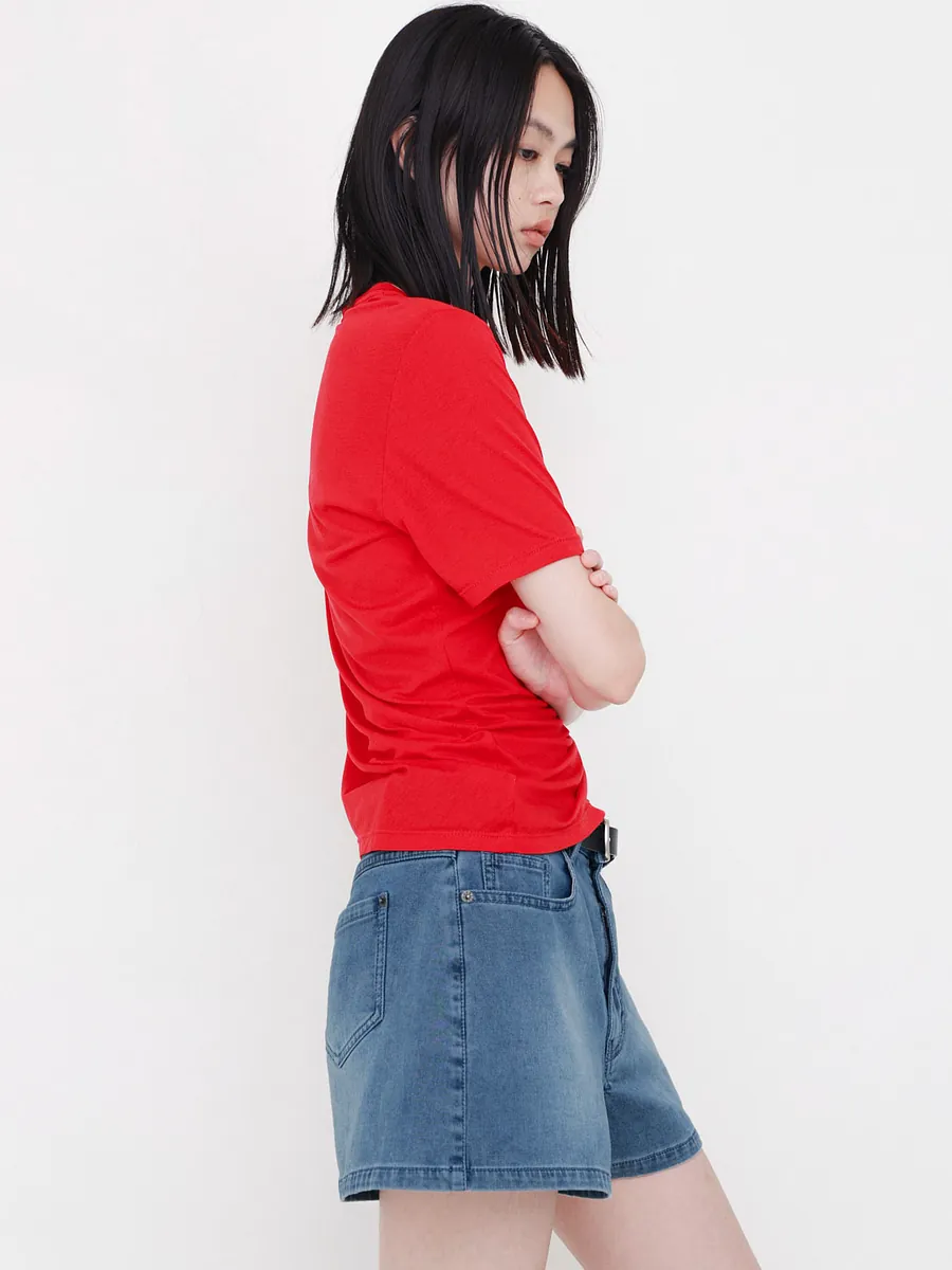 Studio Doe - Folded Waist Knit Denim Shorts