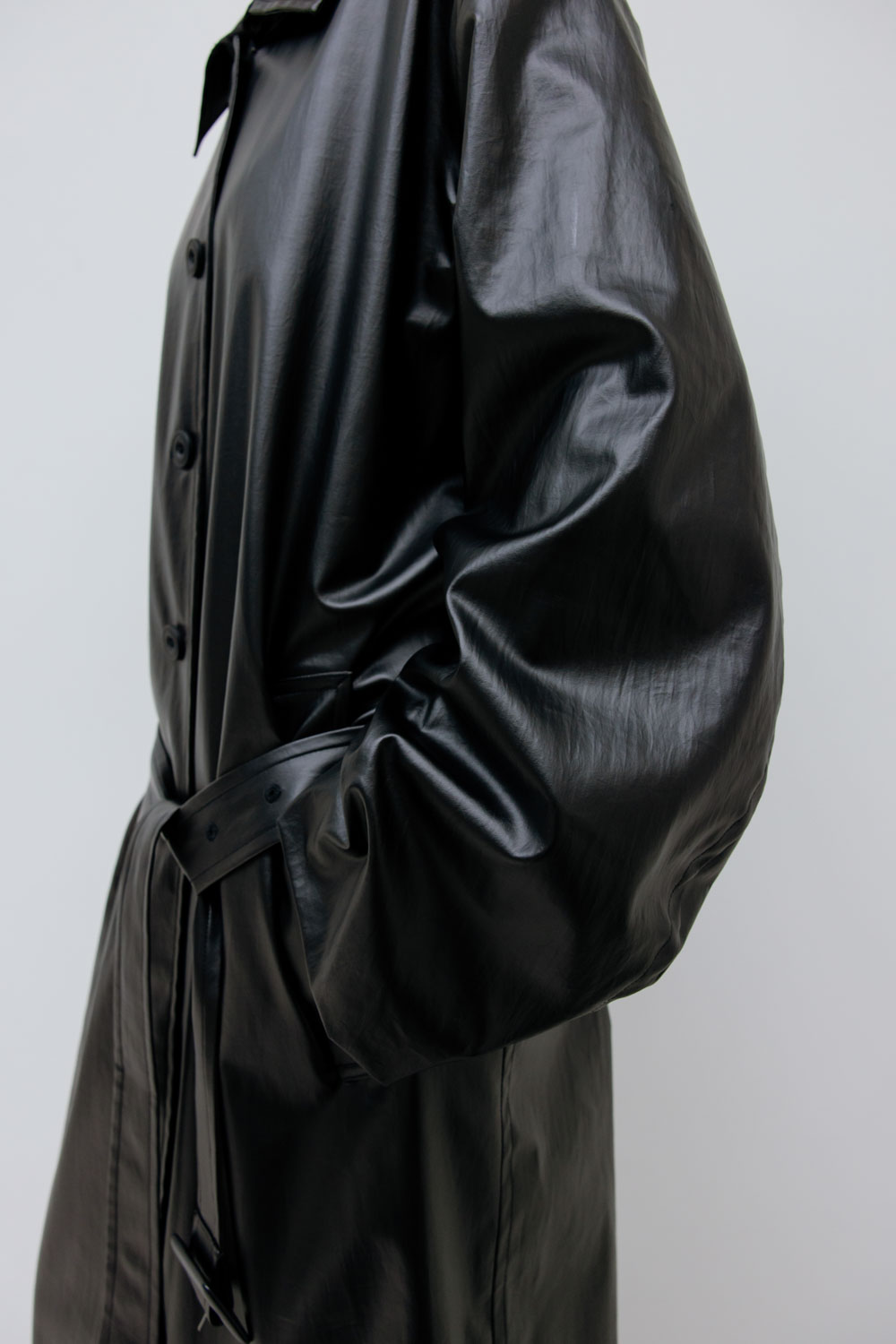 Washable Faux Leather Lightweight Trench Coat