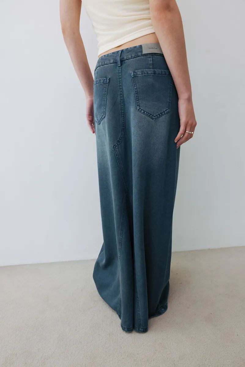 Studio Doe - Soft Habit Tencel Denim Panel A-Line Skirt