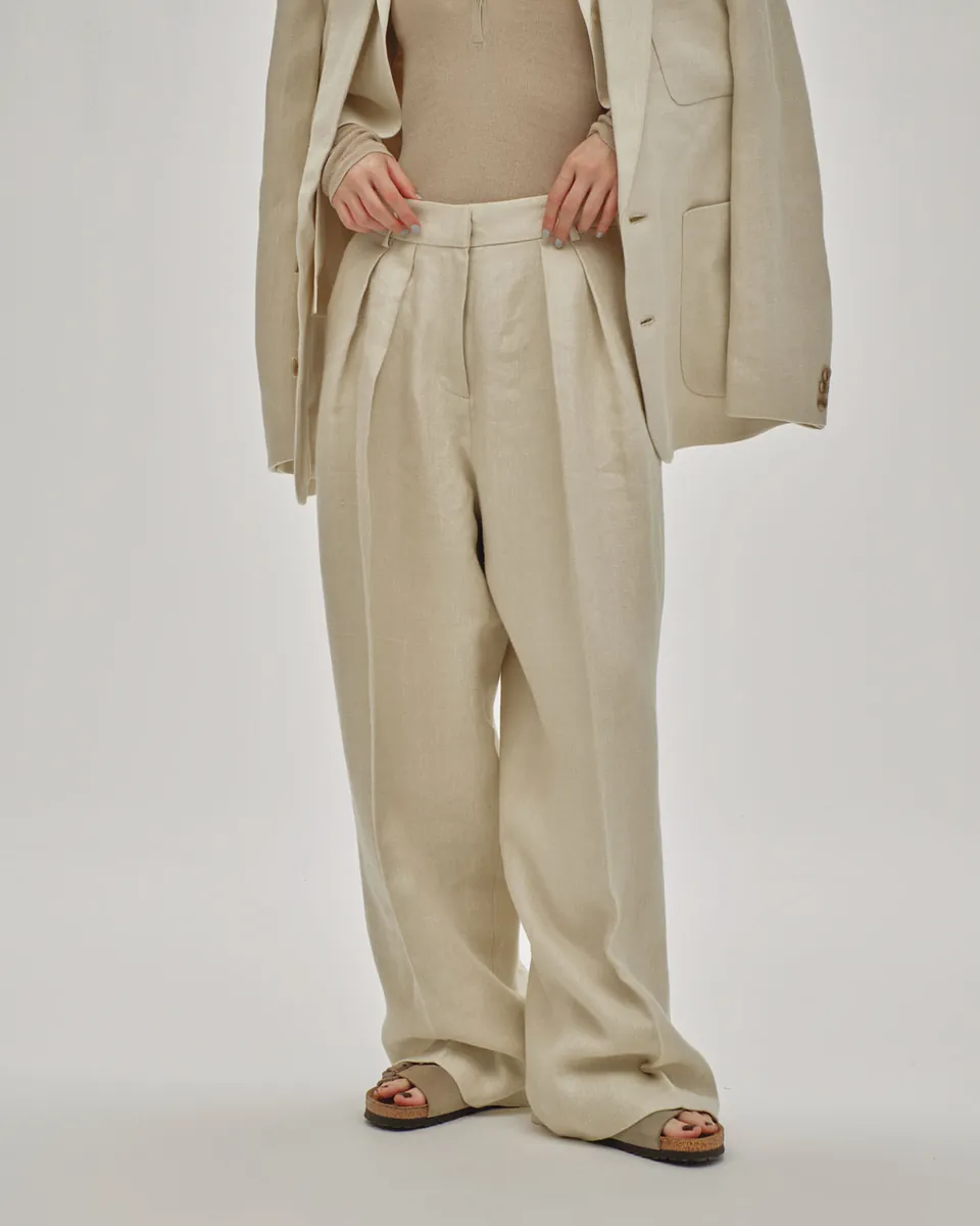 TODAYFUL- Tuck Linen Trousers
