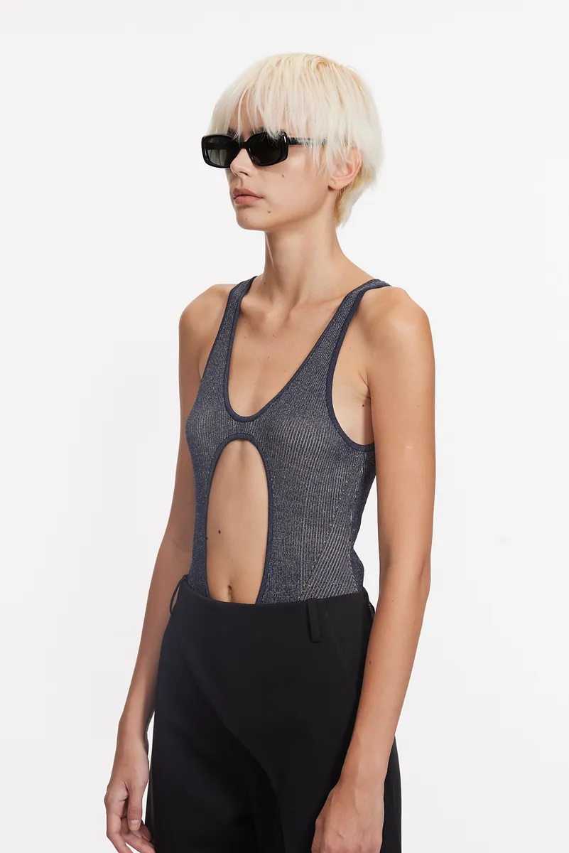 TWO-TONE HOLLOW JUMPSUIT