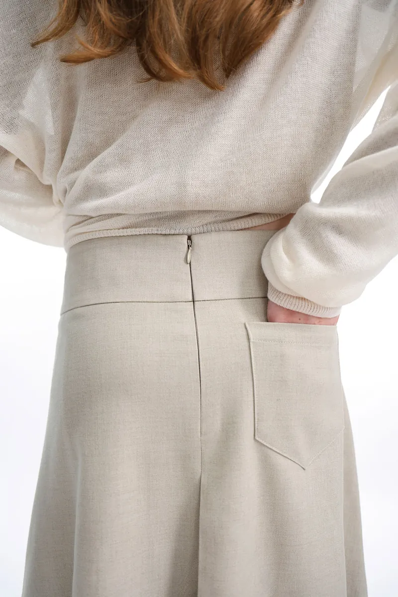 Studio Doe - Wool-Feel Wide Pleated Midi Skirt