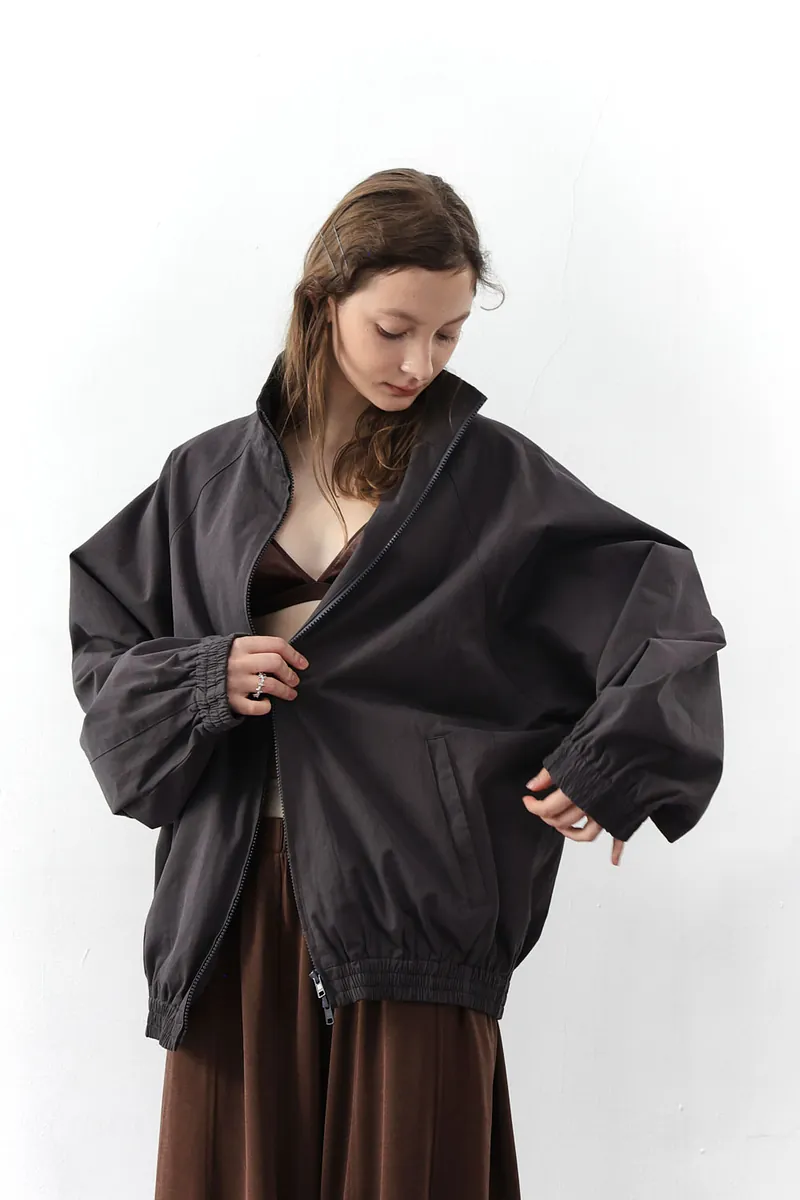Studio Doe - Raglan Sleeve Stand Collar Oversized Jacket