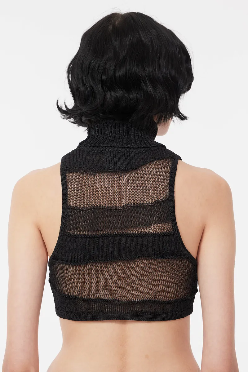 MN - High Neck Knitted Crop Top