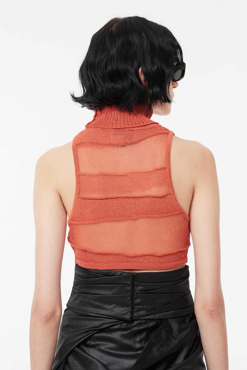 MN - High Neck Knitted Crop Top