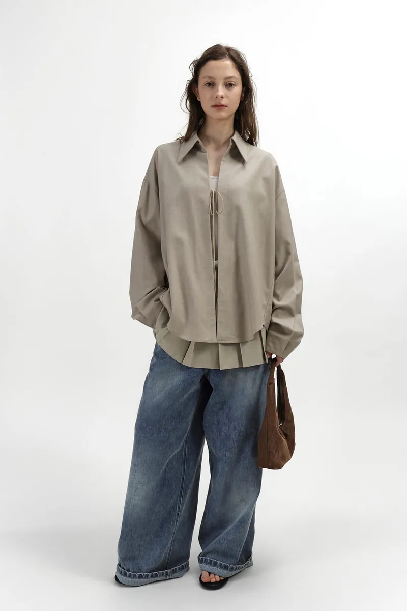 Studio Doe - Tie-Detail Brushed Wrinkle-Resistant Shirt