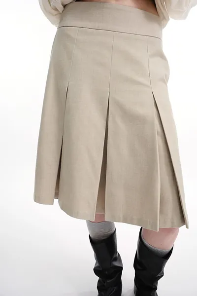 Studio Doe - Wool-Feel Wide Pleated Midi Skirt