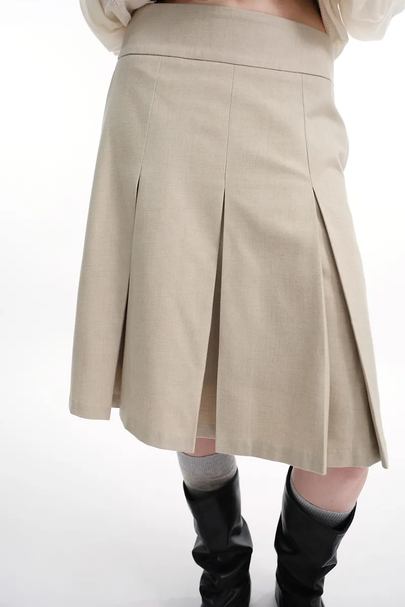 Studio Doe - Wool-Feel Wide Pleated Midi Skirt