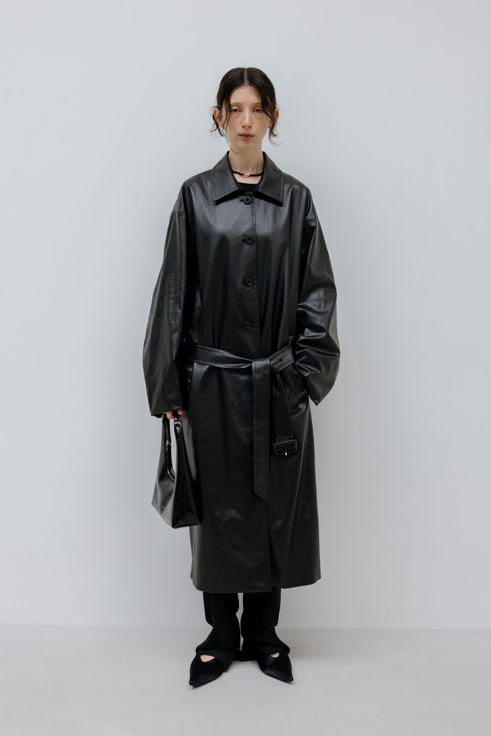 ジャケット・アウター Studio Doe Faux Leather Trench Coat Washable Faux Leather Lightweight Trench Coat