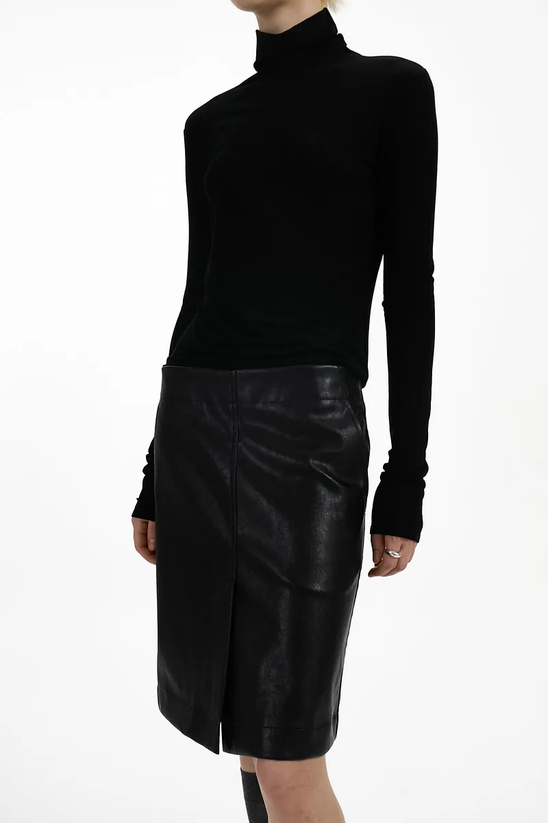 Studio Doe - H-Line Low-Rise Faux Leather Midi Skirt