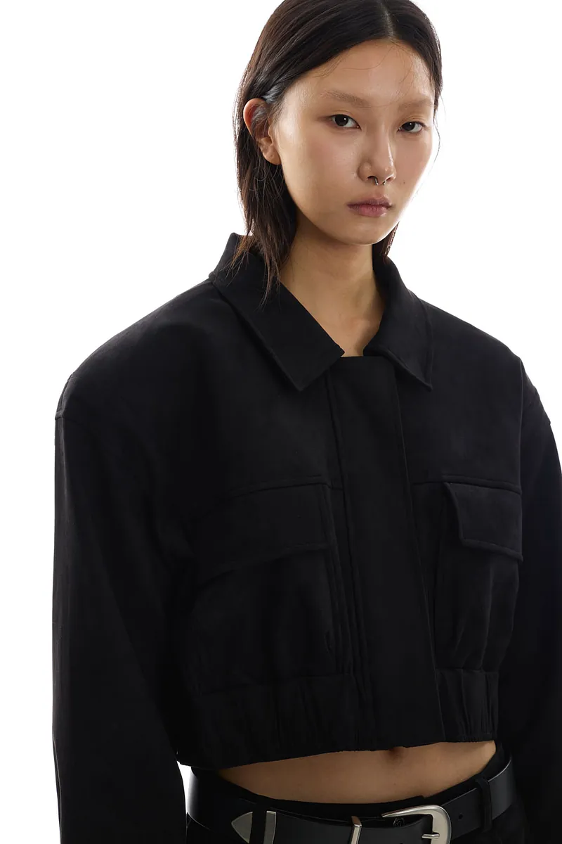 Studio Doe - Doe：Molly Faux Suede Wide Shoulder Cropped Jacket